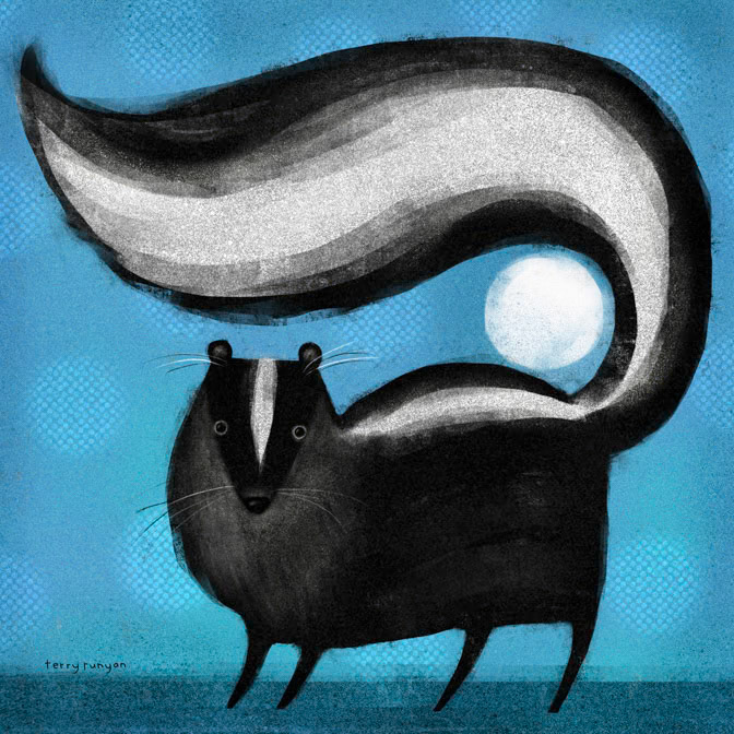 SKUNK ON BLUE _Animals _  Creatif ©Terry Runyan - Creatif License
