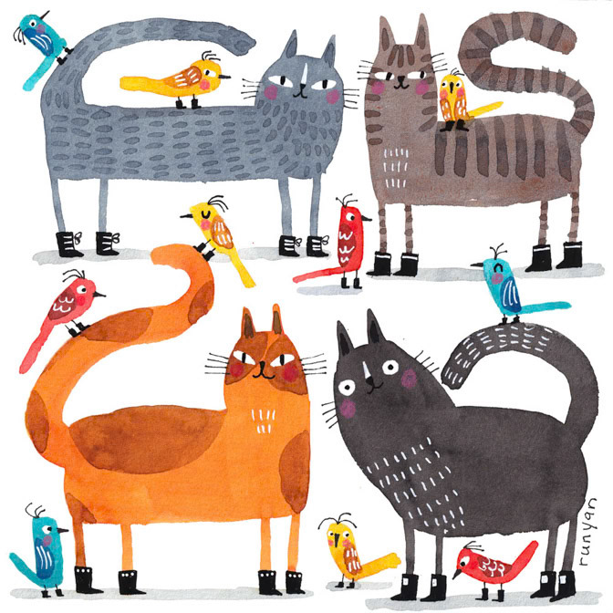 BOOT LOVERS _Bird- Cat _  Creatif