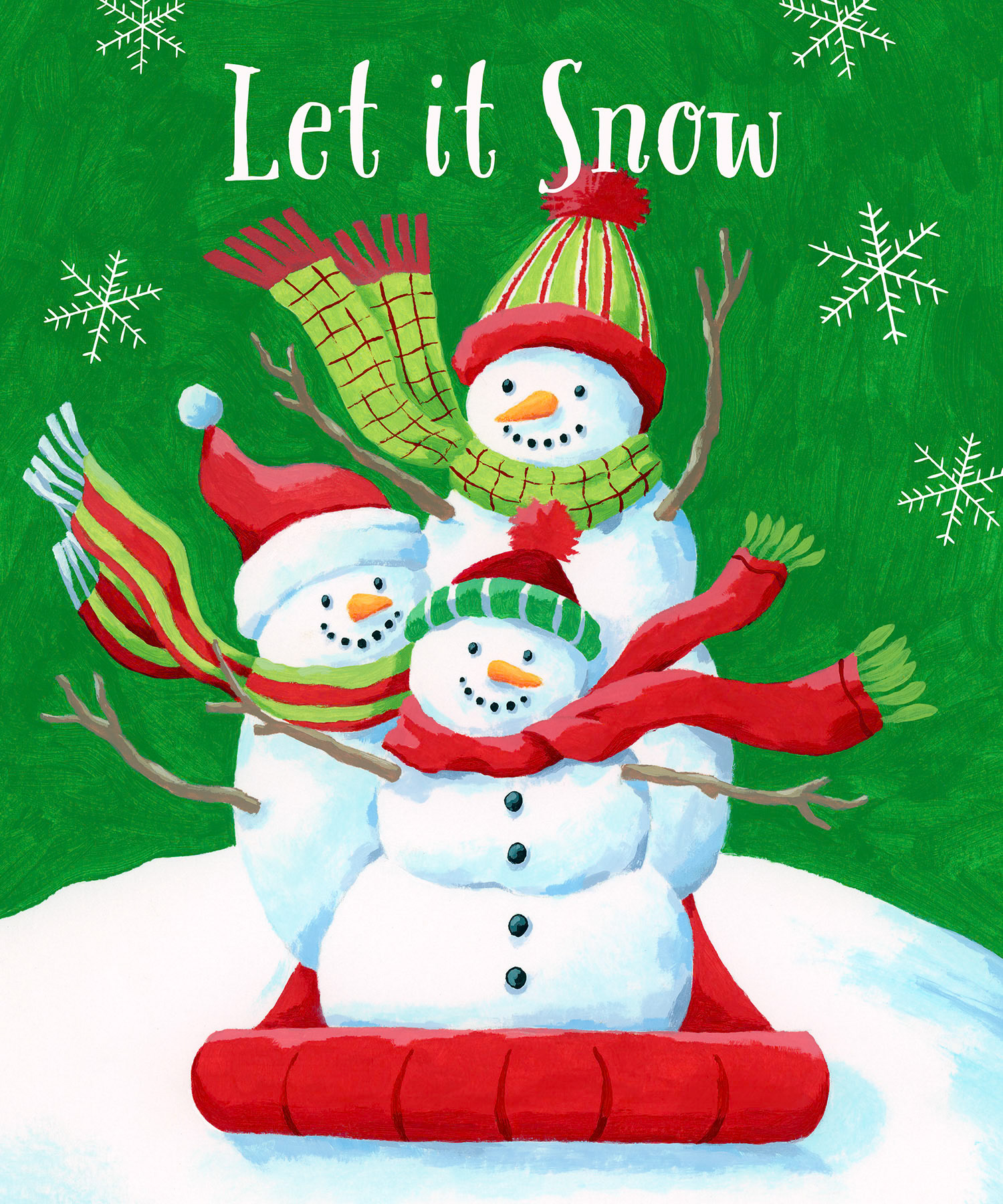 SH_Cmas_2360_Snowmen Sledding 10X12_Creatif ©Steve Haskamp - Creatif License