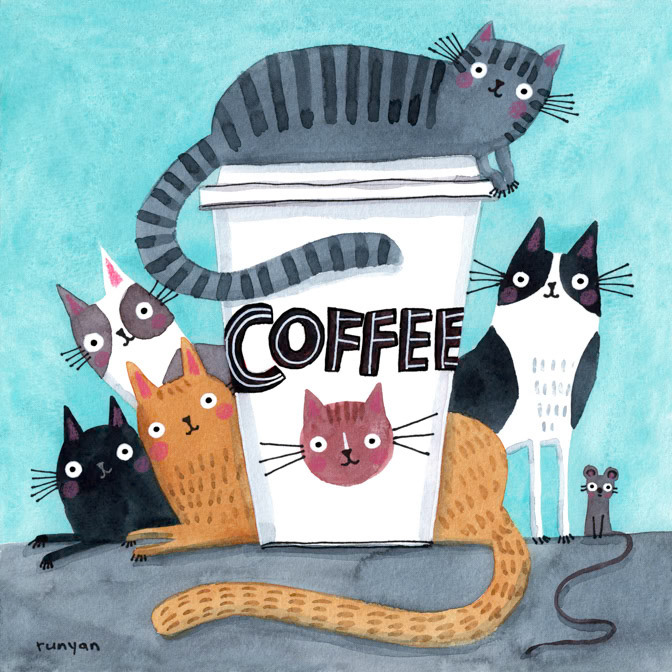 COFFEE CATS 2 10x10 _Cat- coffee _  Creatif