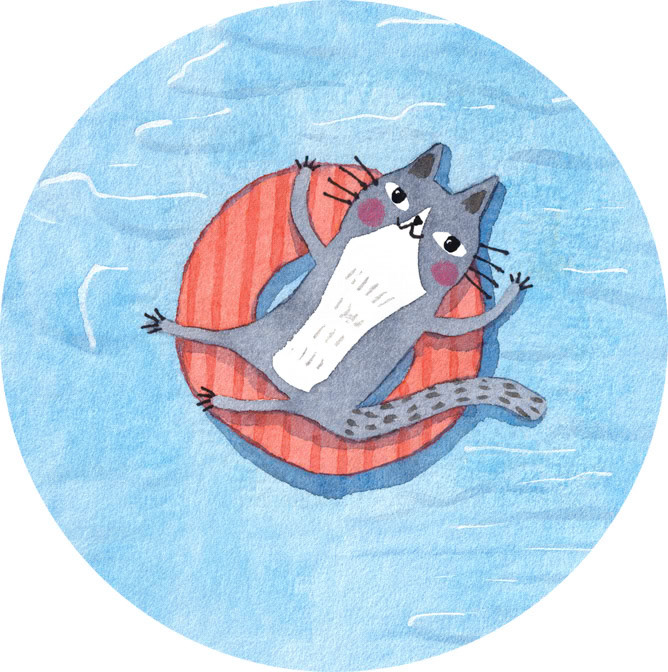 Kitty Tubing Red stripe _Cat- Summer- tubing- Water _  Creatif