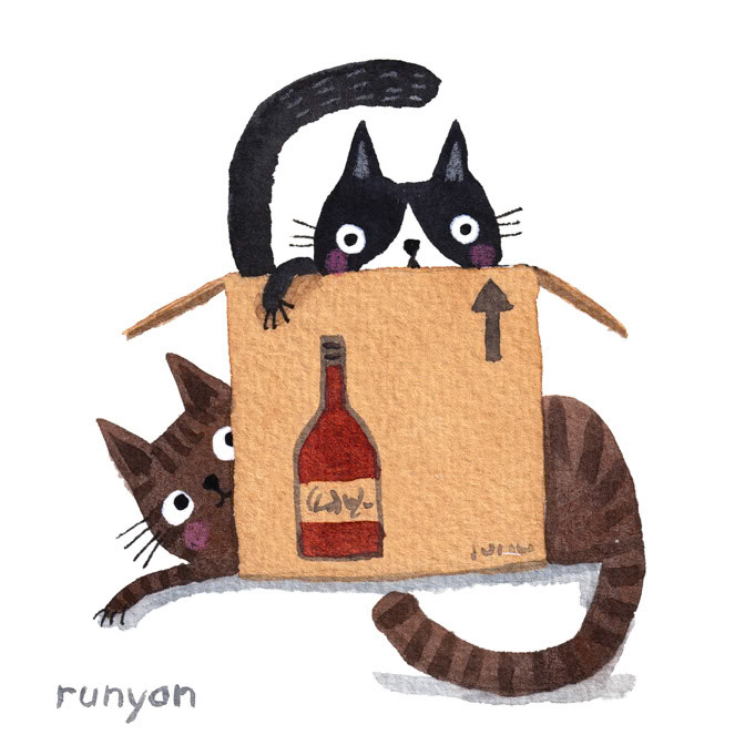 08-28-2022 CATS IN WINE BOX _Cardiau- Cats _  Creatif