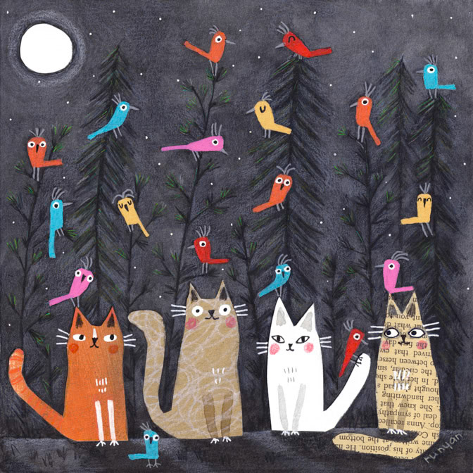 MOONLIT ROOST _Cats _  Creatif