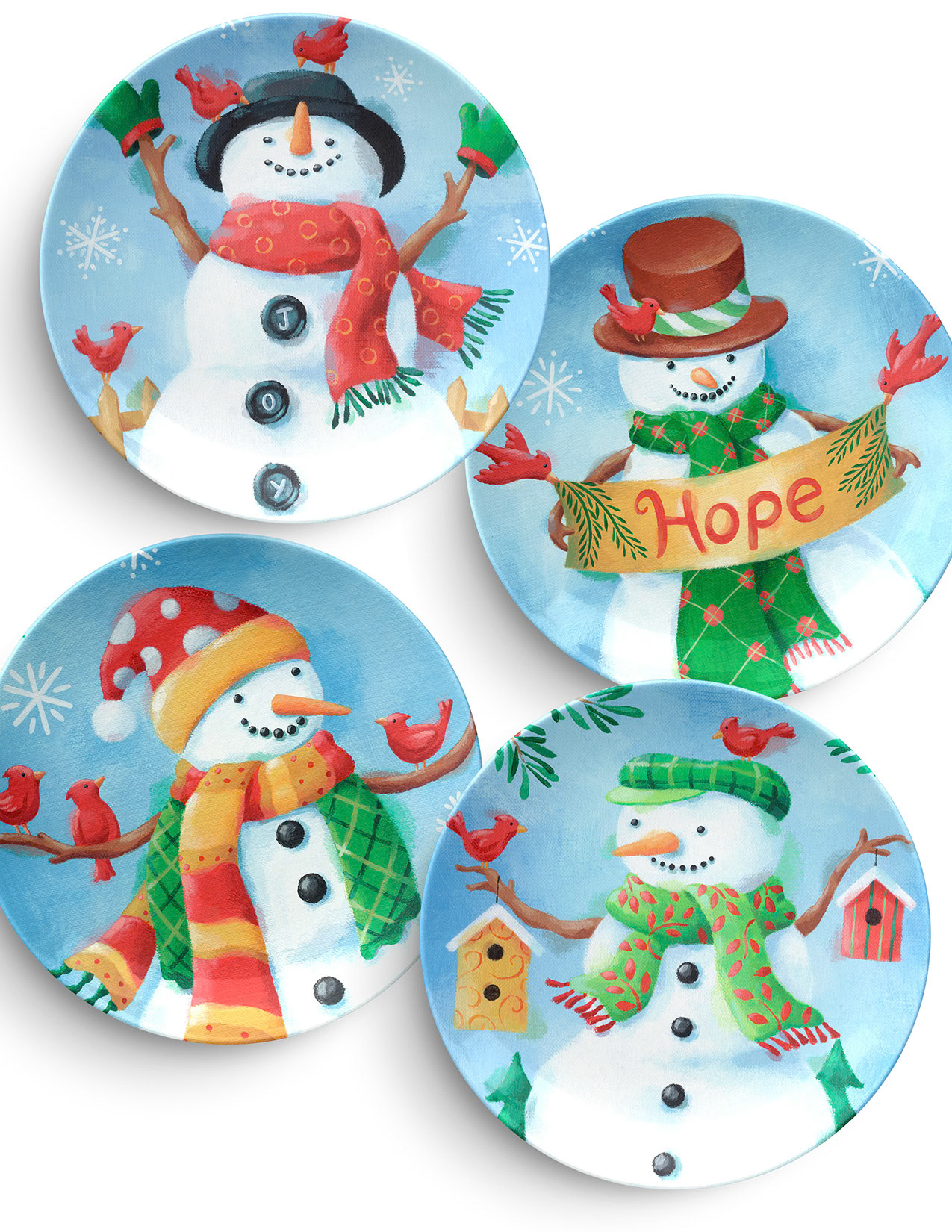 SH_Cmas_Painterly Snowmen Plates Collection_Creatif ©Steve Haskamp - Creatif License
