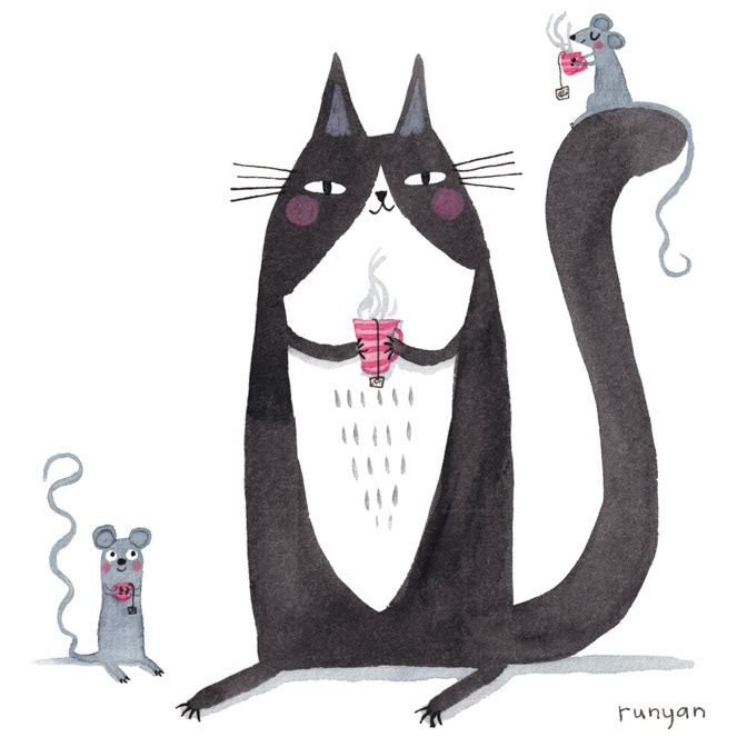 SHARING A CUPPA _Cats _  Creatif ©Terry Runyan - Creatif License