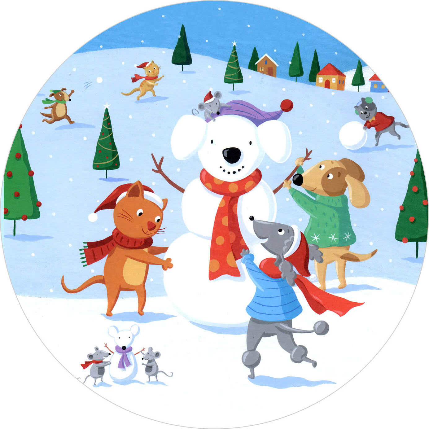 SH_Cmas_DogsCatsMakingSnowdogPlate ©Steve Haskamp - Creatif License