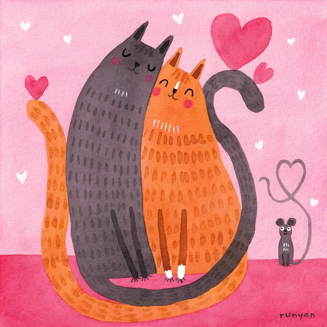 HAPPY HEARTS clean _Cat- Love _  Creatif ©Terry Runyan - Creatif License