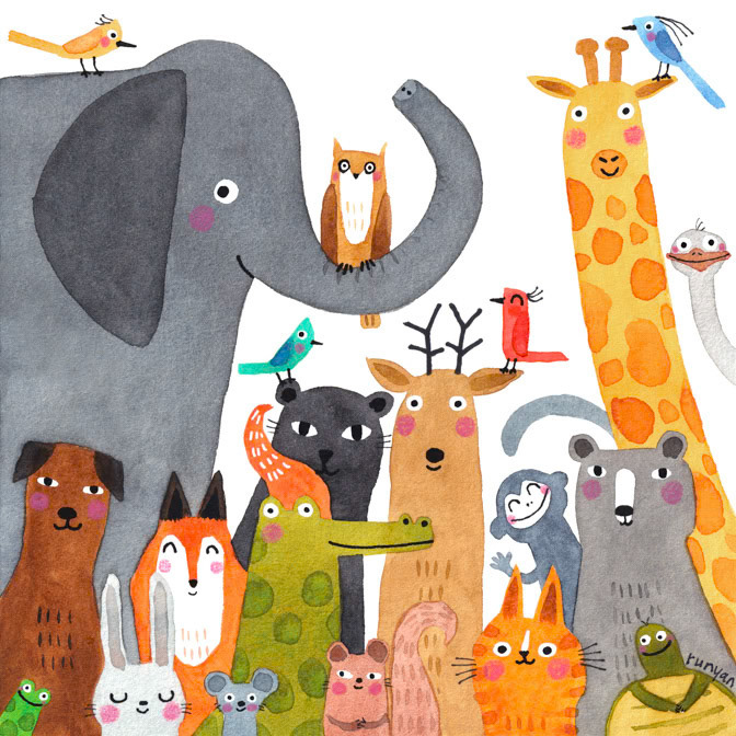 ANIMAL PARTY 13x13 _Animals _  Creatif ©Terry Runyan - Creatif License