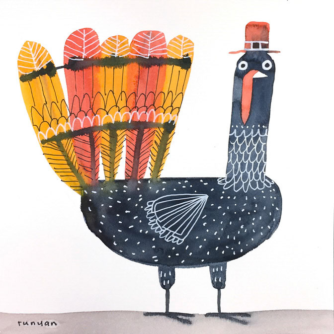 Watercolor Turkey _autumn- Fall- Thanksgiving _  Creatif ©Terry Runyan - Creatif License