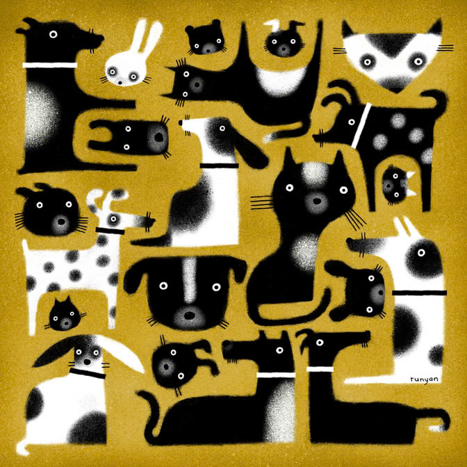 CRITTERS ON YELLOW _Bird- Dog _  Creatif ©Terry Runyan - Creatif License