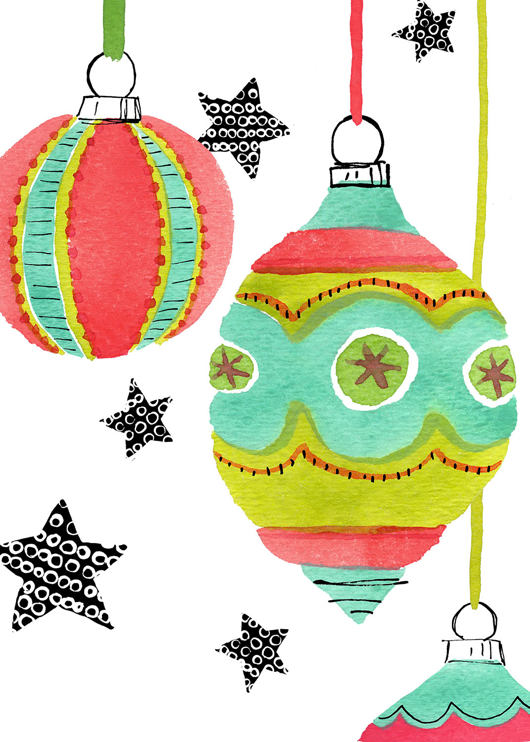 SH_Cmas_1930d_Xmas Watercolor Ornaments Vertical_Creatif ©Steve Haskamp - Creatif License
