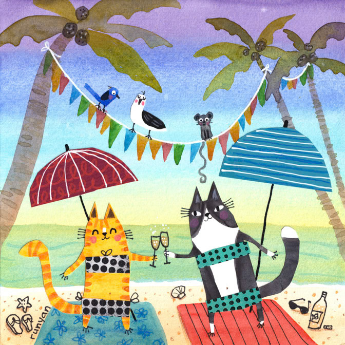 BEACH PARTY _Beach- Cat _  Creatif ©Terry Runyan - Creatif License