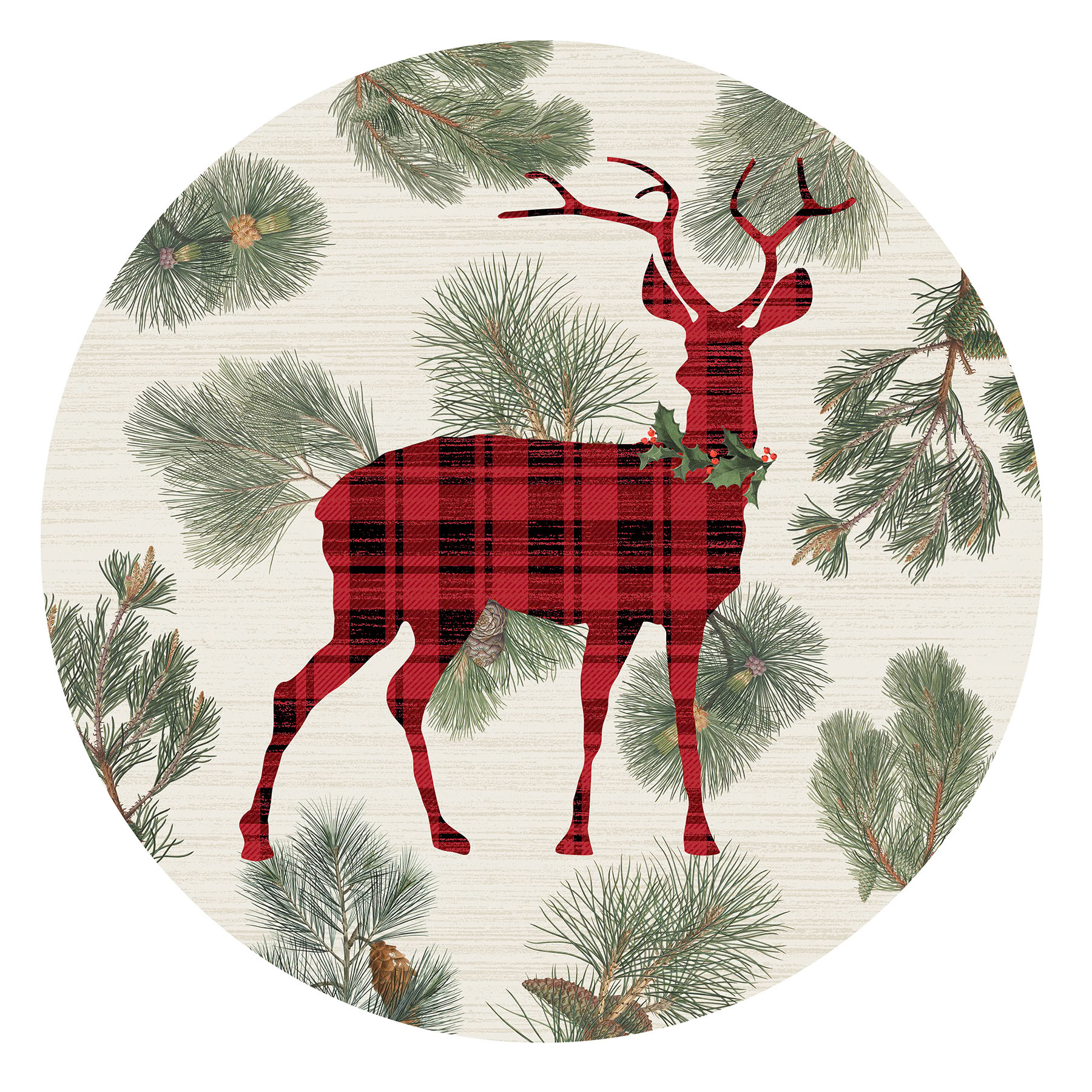 SH_Cmas_2550_Xmas Deer and Greenery Plaid_Creatif ©Steve Haskamp - Creatif License