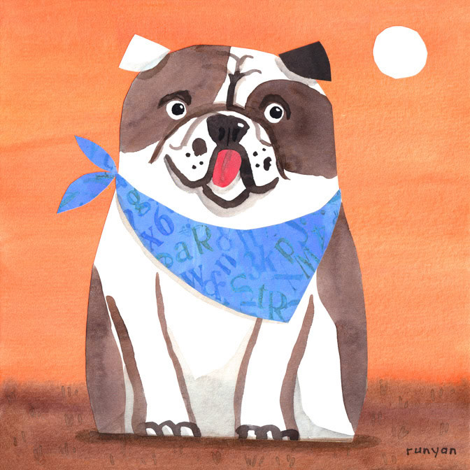 BULLDOG HAPPINESS 15x15 _art needlepoint- Hires _  Creatif ©Terry Runyan - Creatif License