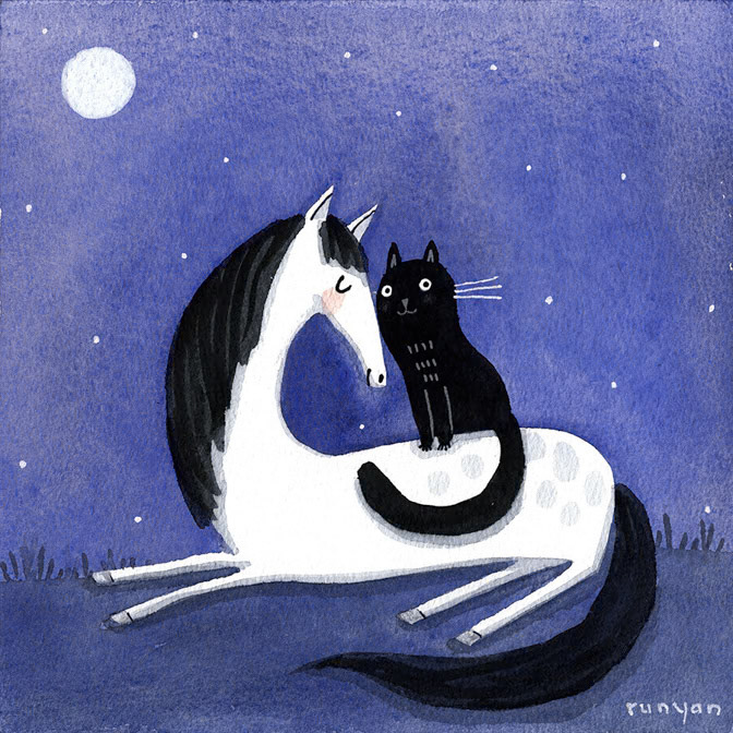 BEST BUDS - Terry Runyan - Creatif _Animals- Cat- Horses _  Creatif