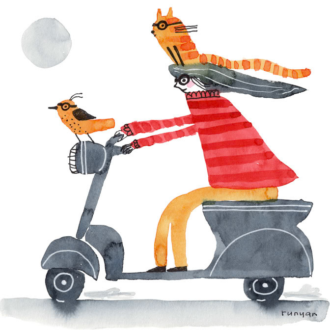 Scooter _Bird- Cat- Scooter- Woman- Women _  Creatif