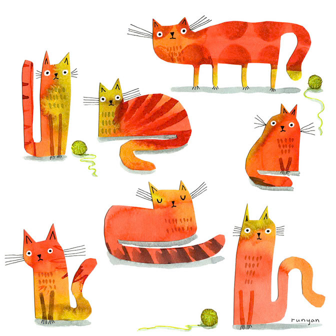 PAINTED PAPER CATS 2 - Terry Runyan - Creatif _Cat _  Creatif