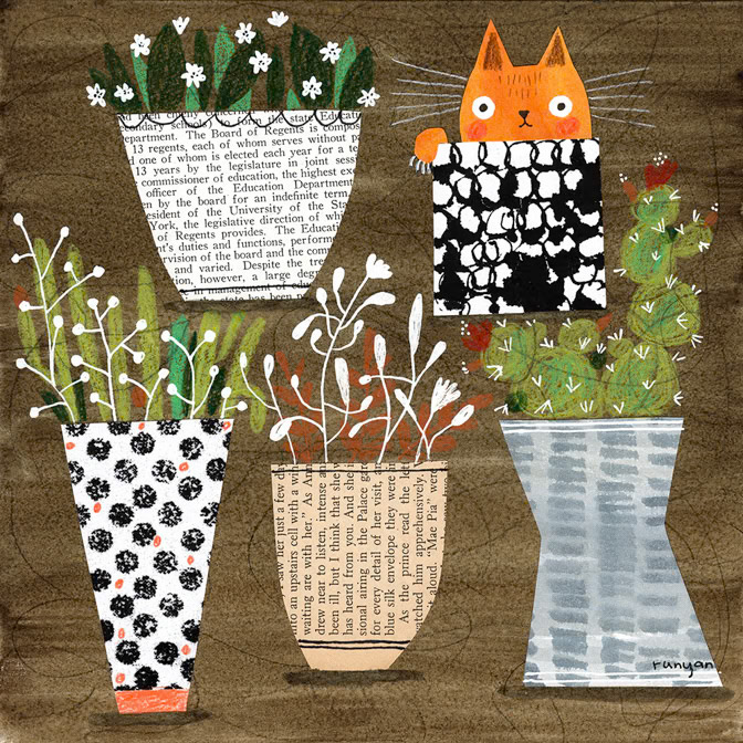 POTTED CAT - Terry Runyan - Creatif _Cat _  Creatif