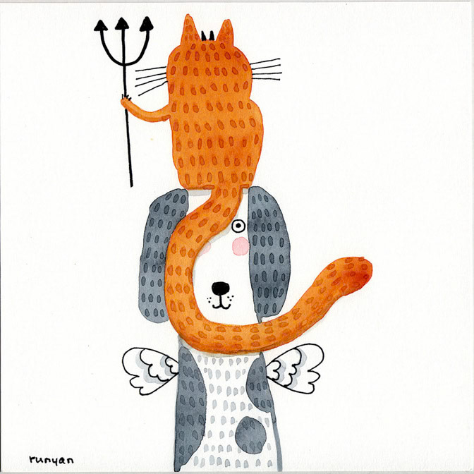 GOOD &amp; EVIL - Terry Runyan - Creatif _Cat- Dog- Halloween _  Creatif