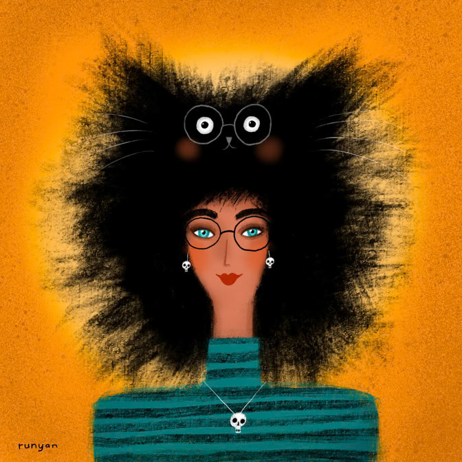 SPOOKY BLACK HAT _Cat Hair _  Creatif