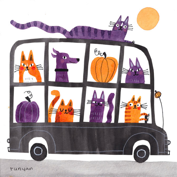 ORANGE PURPLE &amp; BLACK _Cats _  Creatif