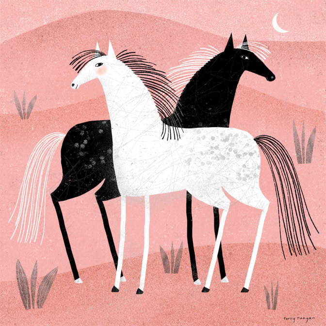 PRAIRIE FRIENDS Pink 100dpi _Animals- Horse _  Creatif ©Terry Runyan - Creatif License
