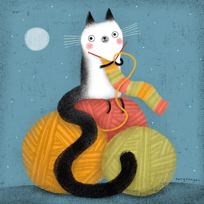 KNITTY KITTY _Cat- Fall- Halloween- Maggie _  Creatif