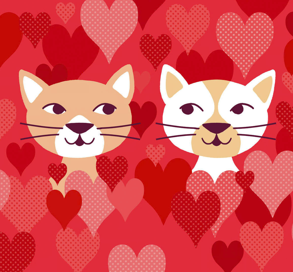 SH_Hearts_604-twoCatsValentineCard ©Steve Haskamp - Creatif License