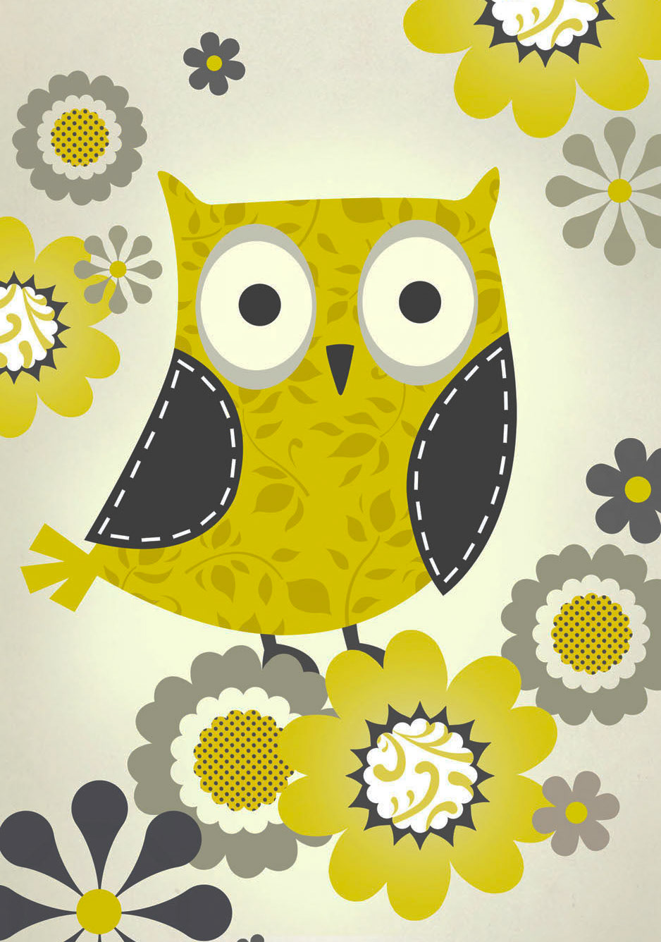 SH_Bird_817-PatternedOwlYellowGrey5X8 ©Steve Haskamp - Creatif License