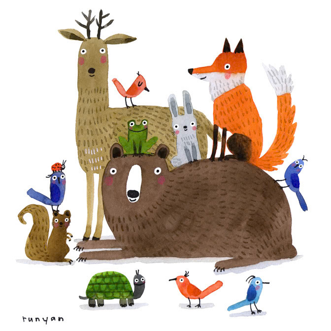 WOODLAND MEETING 10x10 _Animals _  Creatif ©Terry Runyan - Creatif License