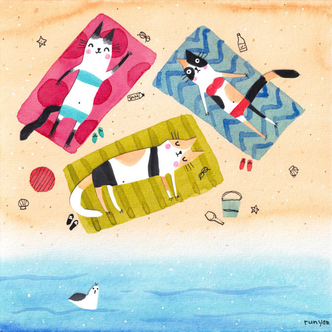 BEACH BUMS _Beach- Cats _  Creatif ©Terry Runyan - Creatif License