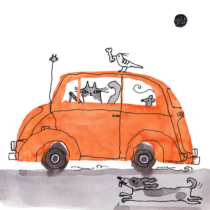 ORANGE BEETLE - Terry Runyan - Creatif _Auto- Bird- Cat- Dog _  Creatif