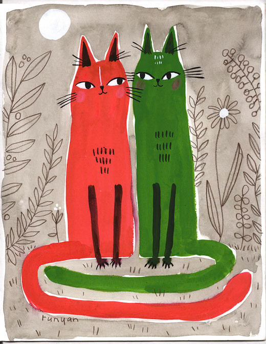 POMEGRANATE &amp; KELLY GREEN _Cat _  Creatif