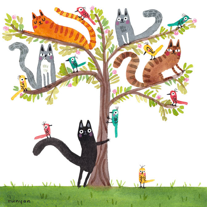 ARBOR DAY 15x15 _Andrews Mcmeel 2025 cal- Cats- cotebordeau postcards _  Creatif