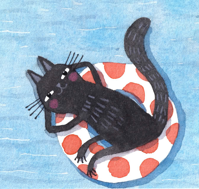 Kitty Tubing Red Dot _Cat- Summer- tubing- Water _  Creatif