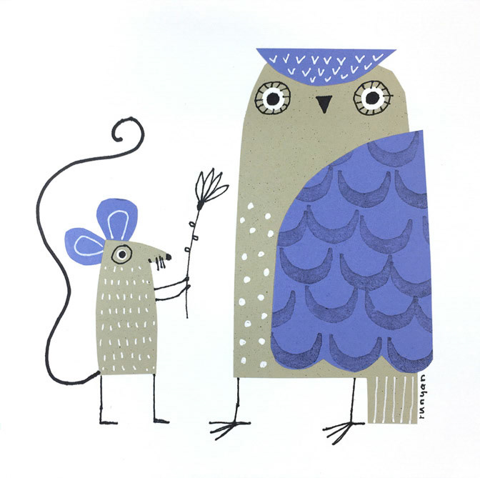 Owl &amp; Mouse Truce _Animals- Mouse- Owl _  Creatif ©Terry Runyan - Creatif License
