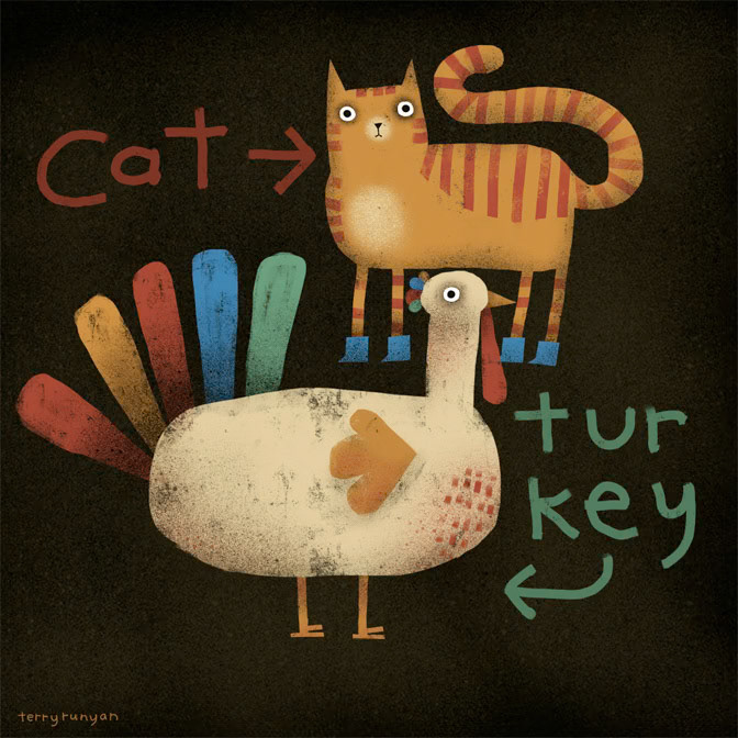 TURKEY CAT ON HEAD _autumn- Cat- Fall- Thanksgiving- Turkey _  Creatif