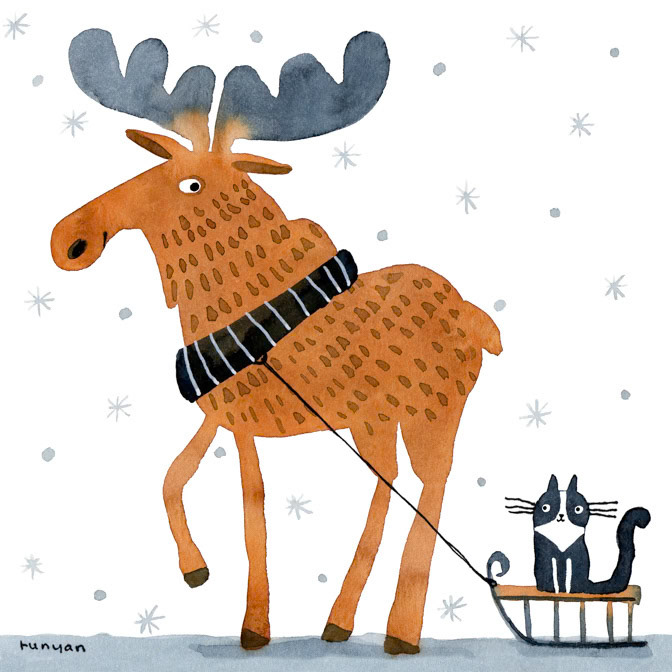 MOOSE SLED 14x14 _Animals- Cat- Moose _  Creatif