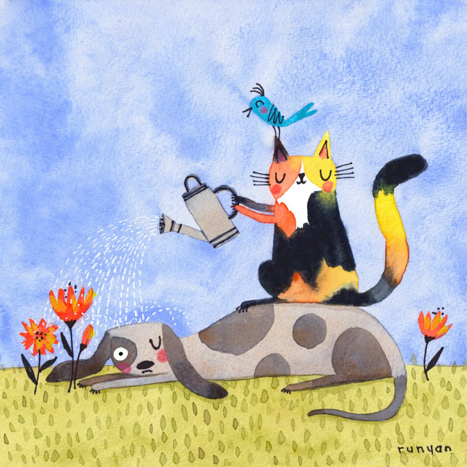 SURPRISE SHOWER 13x13 _Cat Dog- Floral- spring _  Creatif