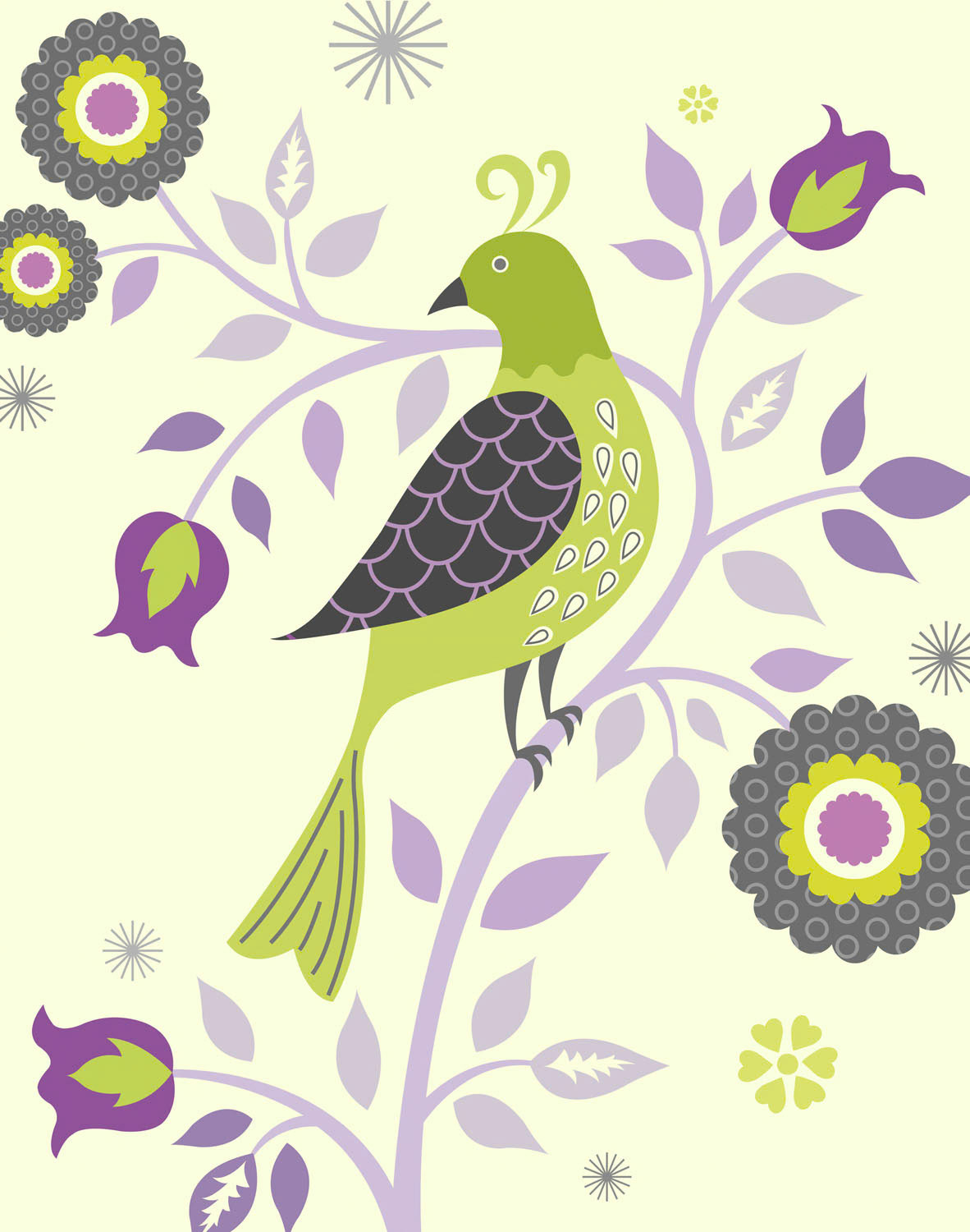 SH_Bird_809BirdOnAFloralVine4 ©Steve Haskamp - Creatif License