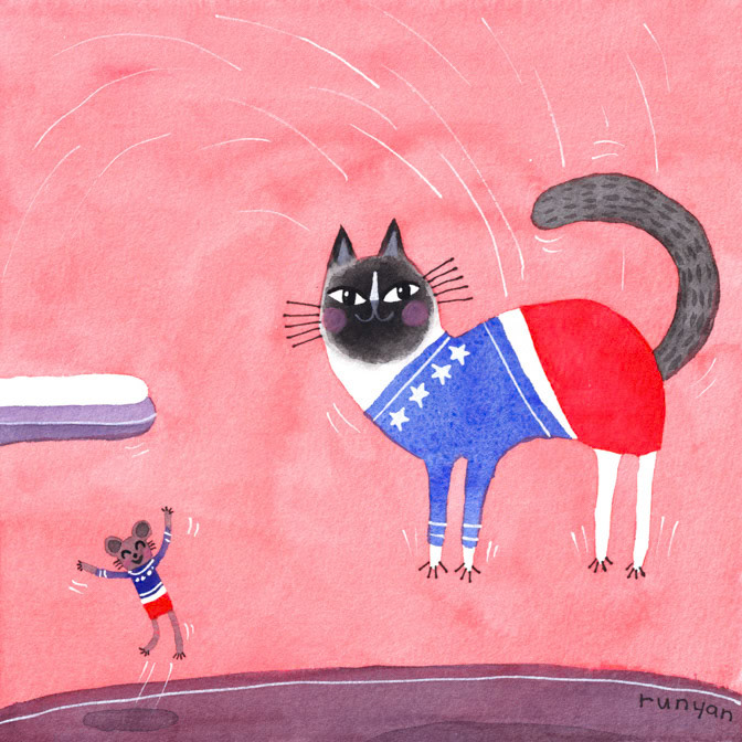 STICKING THE LANDING _Cats- Mouse- olympics- Sport- sports _  Creatif