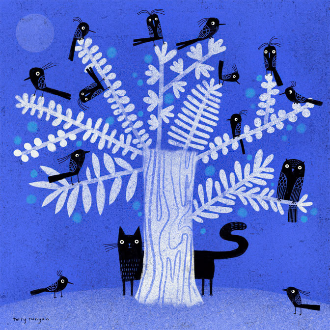 BLACK FLOCK 100dpi _Birds- Black cat- Cat _  Creatif
