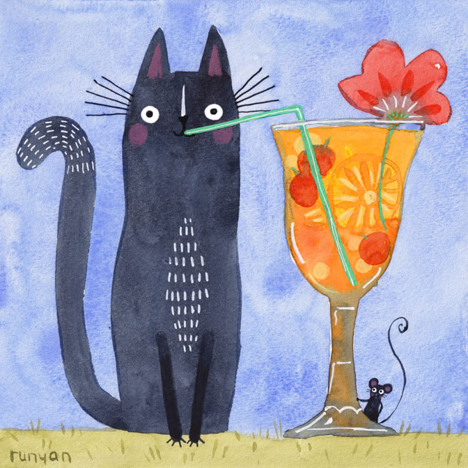 TROPICAL COCKTAIL CAT _Cat- cocktail- drinks _  Creatif