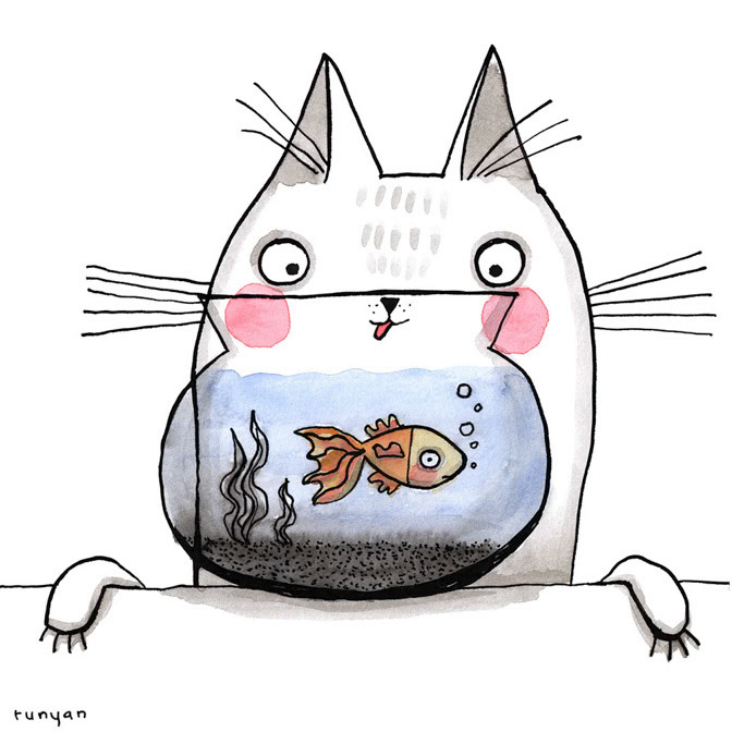 TRAP clean - Terry Runyan - Creatif _Calendar Club Card- Cat- Fish- Larkwood Card _  Creatif