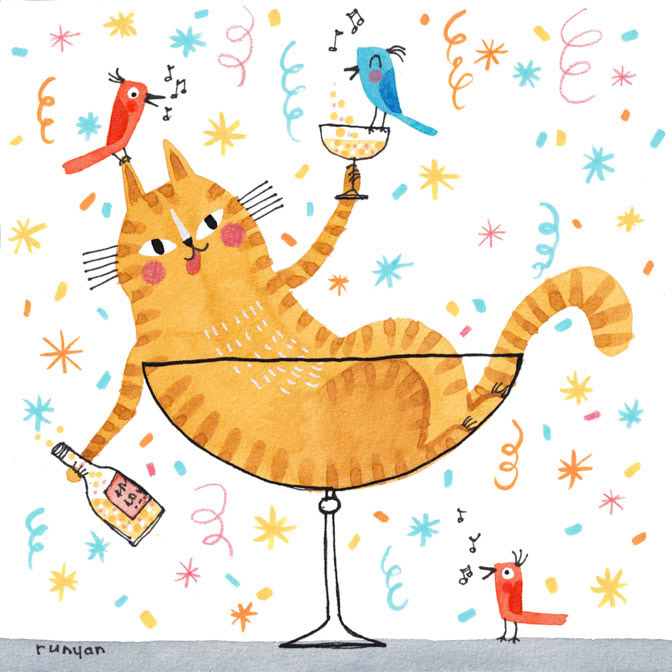 CHAMPAGNE CAT _Cats _  Creatif ©Terry Runyan - Creatif License