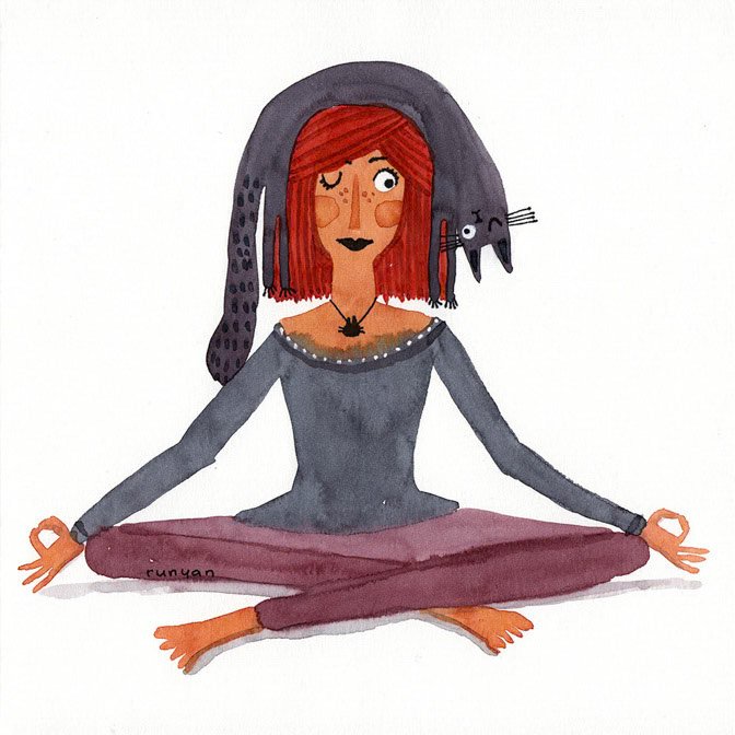 YOGA CAT HAT - Terry Runyan - Creatif _Cat _  Creatif ©Terry Runyan - Creatif License