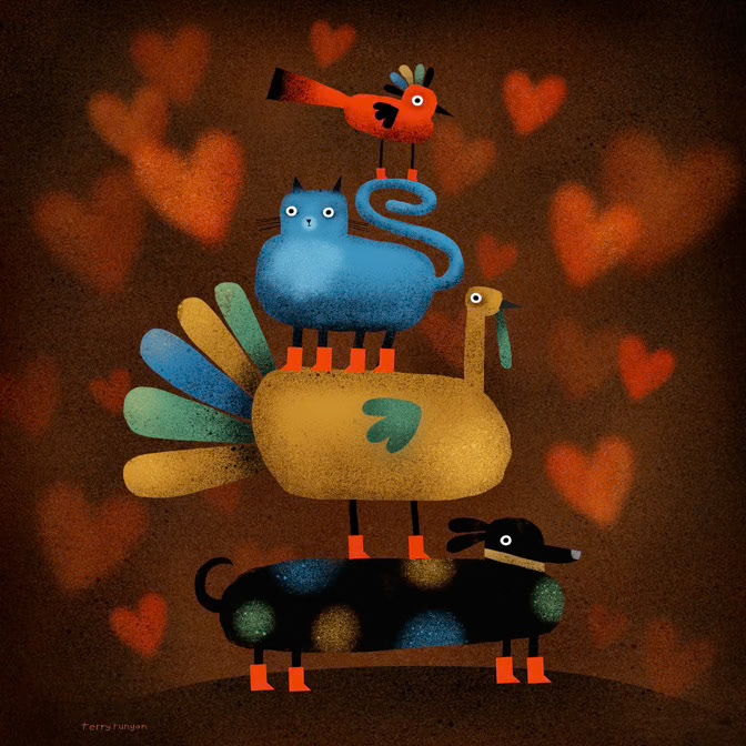 FRIENDSGIVING! 300dpi Terry Runyan - Creatif _autumn- Bird- Cadg- Cat- Dog- Fall- Turkey _  Creatif