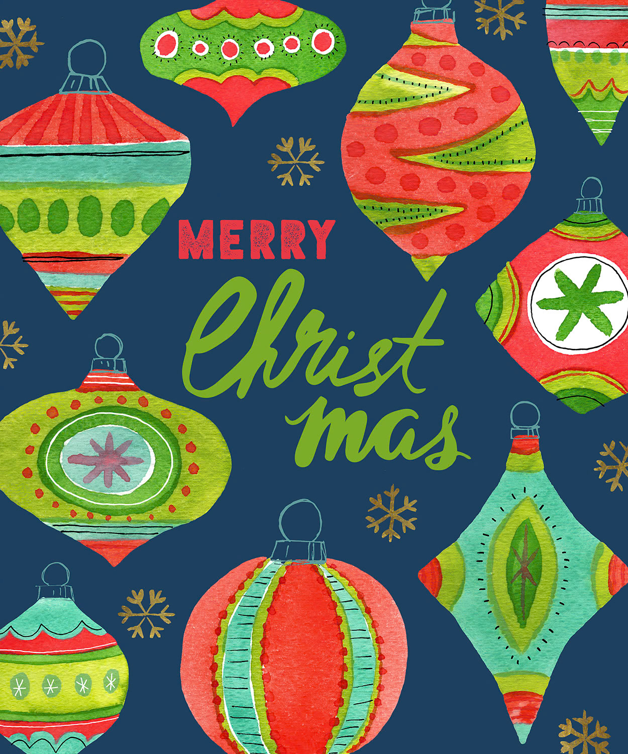 SH_Cmas_1949_Watercolor Ornaments on Indigo_Creatif ©Steve Haskamp - Creatif License