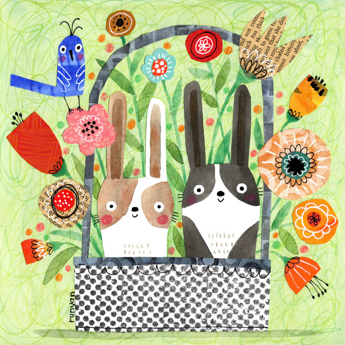 BASKET BUNNIES _basket- Birds- Bunnies _  Creatif ©Terry Runyan - Creatif License