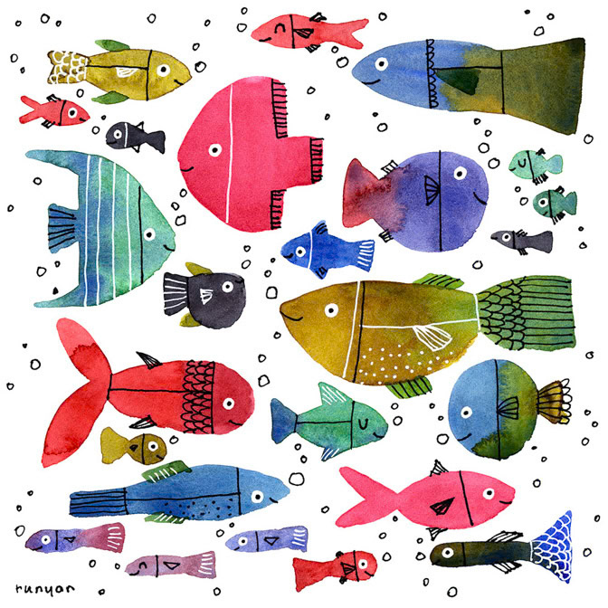 WATERCOLOR FISH 2 - Terry Runyan - Creatif _Fish _  Creatif ©Terry Runyan - Creatif License